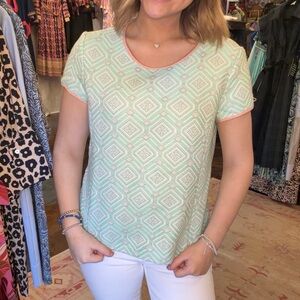 SAIL TO SABLE- cabbage, Jaguard tweed short sleeve top NWT